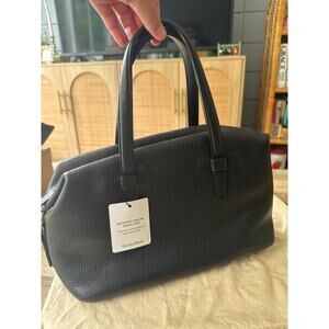 Vintage Loewe Designer Boston Leather Top Handle Mini Bag in Black Quiet Luxury